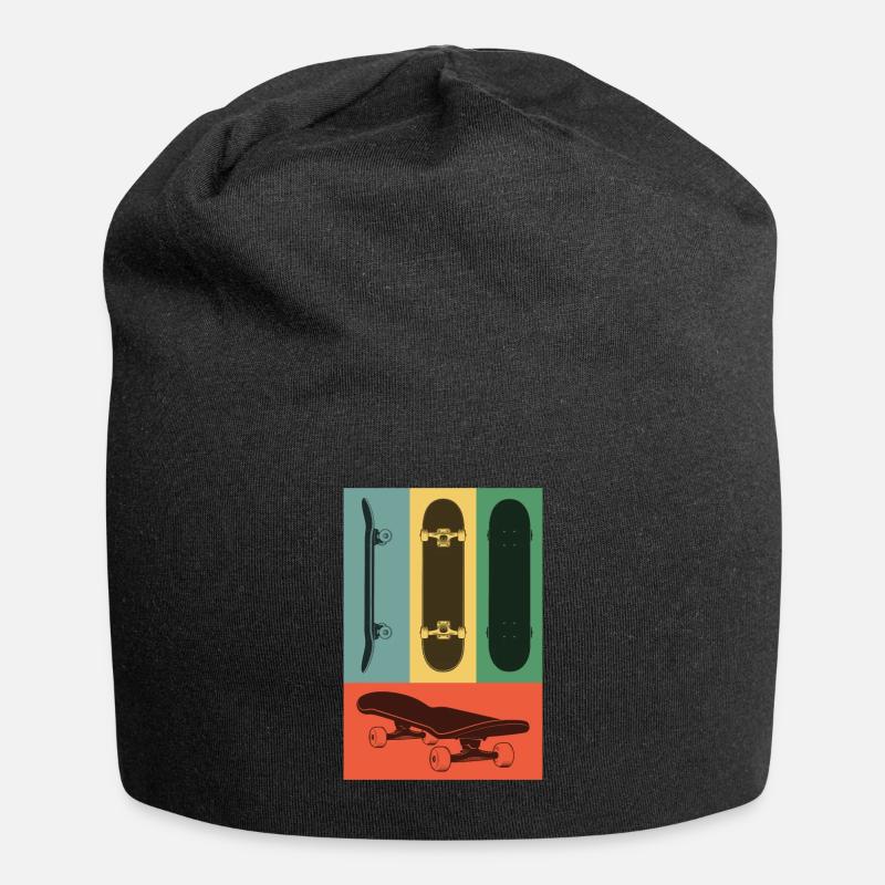 Skateboard Retro Skate Skater - Bonnet en jersey - noir