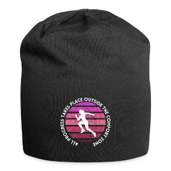 Fortschritt außerhalb der Komfortzone - Jersey-Beanie - Schwarz - Vorne