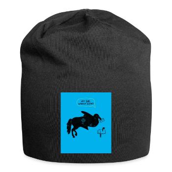 HEY MÄDCHEN, WILLST DU SCHWIMMEN? - Jersey-Beanie - Schwarz - Vorne