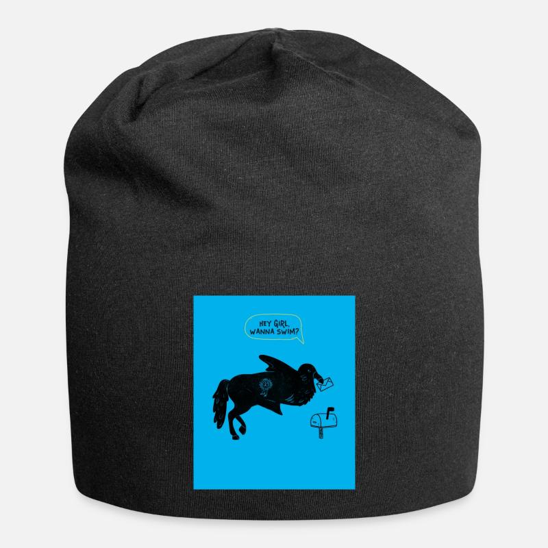HEY MÄDCHEN, WILLST DU SCHWIMMEN? - Jersey-Beanie - Schwarz