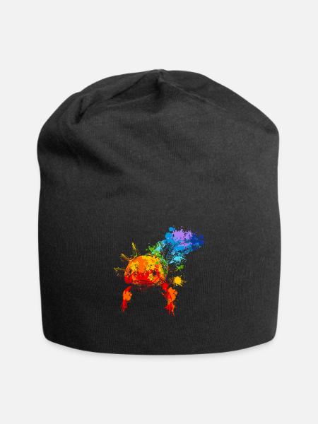 Axolotl Splash Art Tierliebhaber - Jersey-Beanie - Schwarz