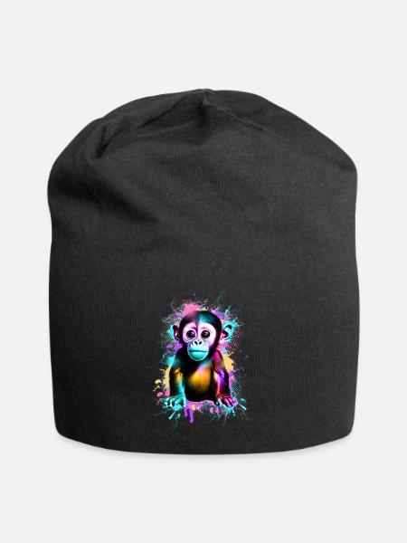 Affe - Jersey-Beanie - Schwarz