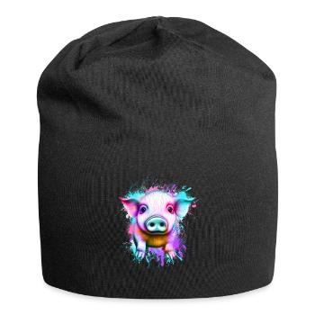 Schwein - Jersey-Beanie - Schwarz - Vorne
