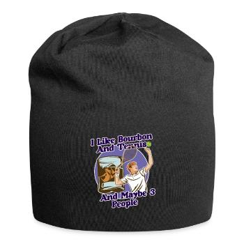 I like bourbon and tennis Funny humor Sports - Jersey Beanie - black - Front