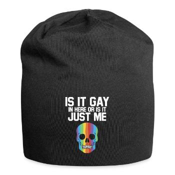 Is It Gay Here Proud LGBTQ Ally Rainbow Gay Pride - Jersey Beanie - black - Front