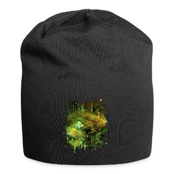 Art abstrait : carte mère de flux de données numériques - Bonnet en jersey - noir - Devant