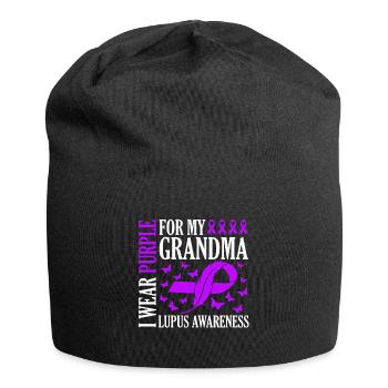 Ich Trage Lila Für Meine Oma Lupus Awareness - Jersey-Beanie - Schwarz - Vorne