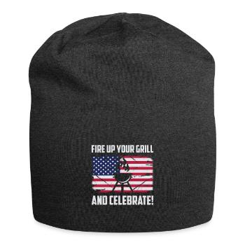 USA Independence Barbecue American Flag BQQ Grill - Jersey Beanie - charcoal grey - Front