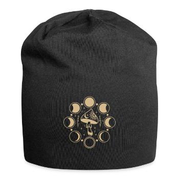 Boho Mushrooms Cottage Core Aesthetic Goblincore - Jersey Beanie - black - Front