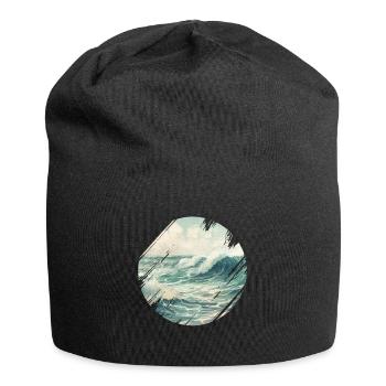 Meer Wellen Brandung Gischt Ufer Küste - Jersey-Beanie - Schwarz - Vorne