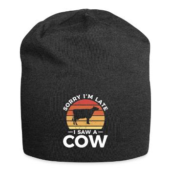 Désolé d’être en retard, j’ai vu un amoureux des vaches - Bonnet en jersey - charbon - Devant