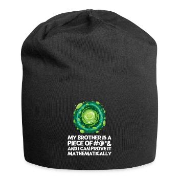 Ich hasse meinen Bruder Spruch mit Cartoon Portal - Jersey-Beanie - Schwarz - Vorne