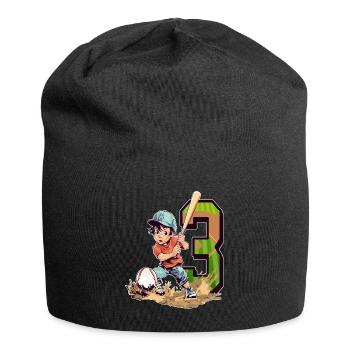 Baseball Birthday - 3 years old Boy - 3. - Jersey Beanie - black - Front