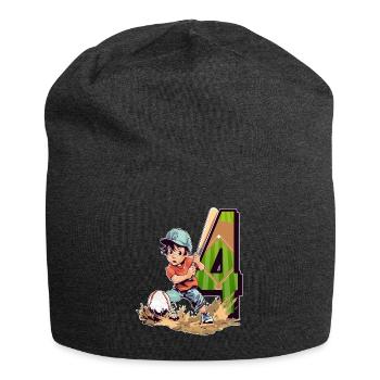 Baseball Birthday - 4 years old Boy - 4. - Jersey Beanie - charcoal grey - Front