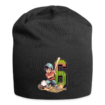 Baseball Birthday - 6 years old Boy - 6. - Jersey Beanie - black - Front