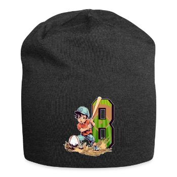 Baseball Birthday - 8 years old boy - 8. - Jersey Beanie - charcoal grey - Front