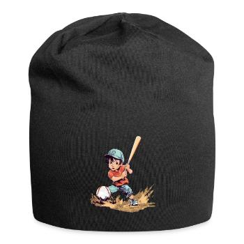 Baseball Spielender Junge - Kids Baseball - Jersey-Beanie - Schwarz - Vorne
