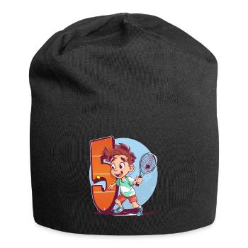 Tennis spieler Geburtstag - 5 Jahre Alter Junge - - Jersey-Beanie - Schwarz - Vorne