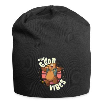 Only Good Vibes: Good Life Cartoon Bär Umarmung - Jersey Beanie - black - Front