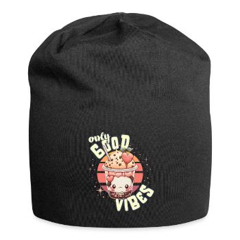 Only Good Vibes: Good Life Kawaii Boba Bubble Tea - Jersey Beanie - black - Front
