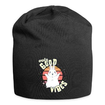 Only Good Vibes: Good Life Kawaii Cartoon Bunny - Bonnet en jersey - noir - Devant
