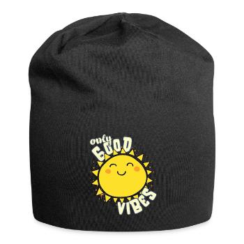 Only Good Vibes: Good Life Süße Cartoon Sonne - Jersey-Beanie - Schwarz - Vorne