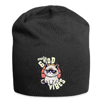 Only Good Vibes: Good Life Angry Cartoon Cat - Bonnet en jersey - noir - Devant