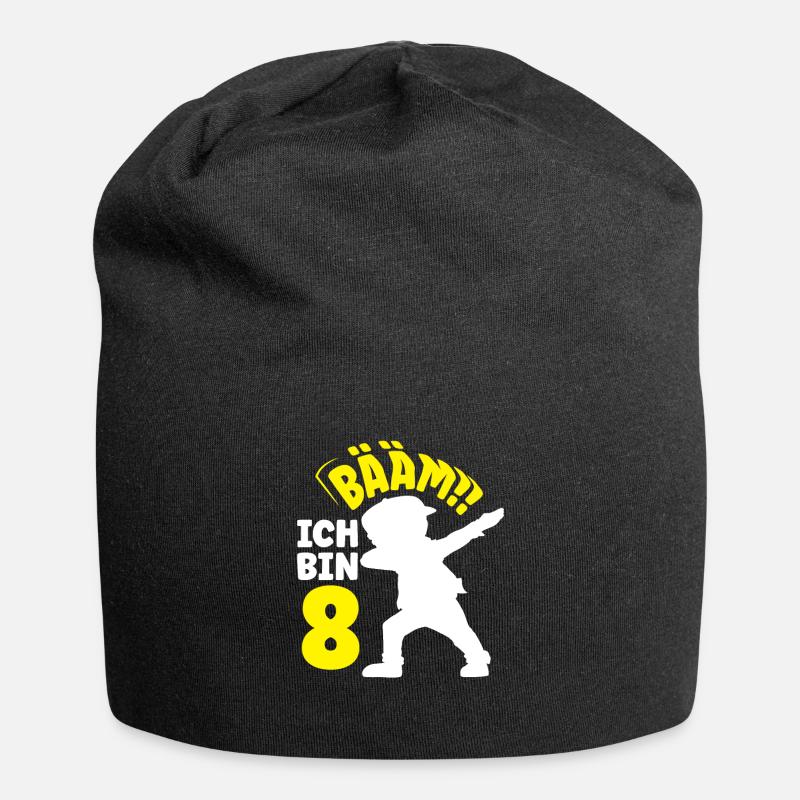 Bääm Ich bin 8 Geburtstag - Jersey-Beanie - Schwarz