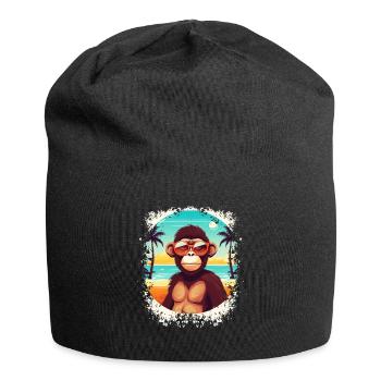Beach Breeze and Monkey Ease: Cool Summer Fun - Jersey Beanie - black - Front