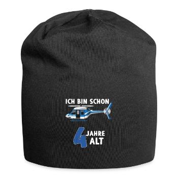 Polizei Hubschrauber 4. Geburtstag - Jersey-Beanie - Schwarz - Vorne