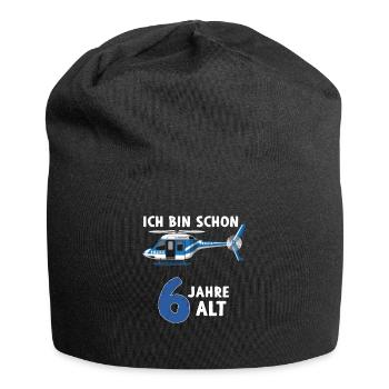 Polizei Hubschrauber Geburtstagsshirt 6 Jahre - Jersey-Beanie - Schwarz - Vorne