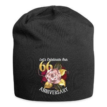 66e anniversaire, célébration d’anniversaire, anniversaire de mariage - Bonnet en jersey - noir - Devant