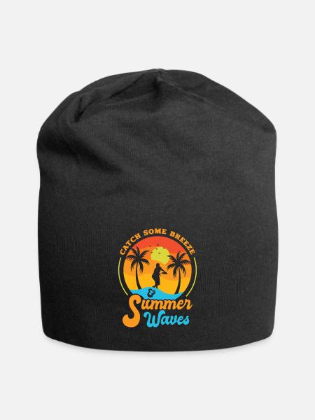 Frisbee Tropical Summer Vacation Flying Disc Sport - Jersey Beanie - black