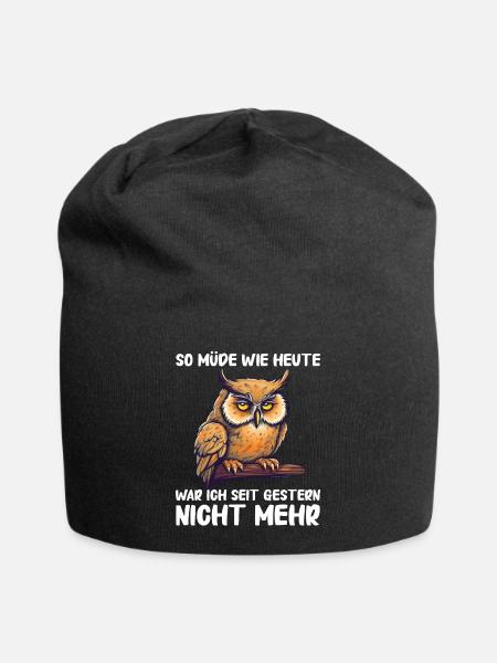 Nachteule Eule Eulen Vogel - Jersey-Beanie - Schwarz