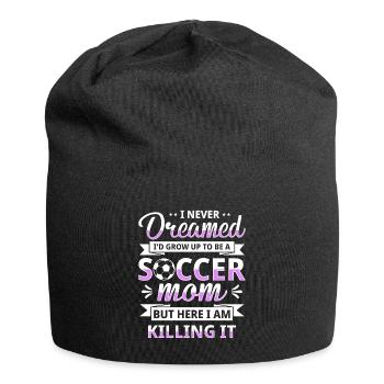 Fußball-Mutter Gameday Soccer Mom - Jersey-Beanie - Schwarz - Vorne
