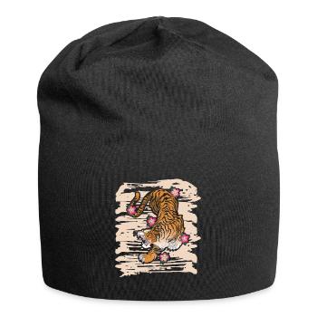 Wildkatze Raubkatze Königstiger Sibirischer Tiger - Jersey-Beanie - Schwarz - Vorne