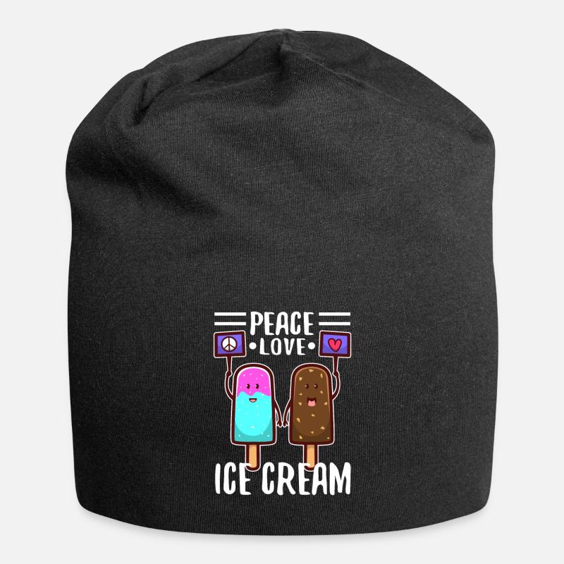 Crème glacée Peace Love - Bonnet en jersey - noir