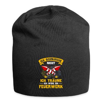 Schnarche Nicht Ich Träume Ich bin ein Feuerwerk - Jersey-Beanie - Schwarz - Vorne