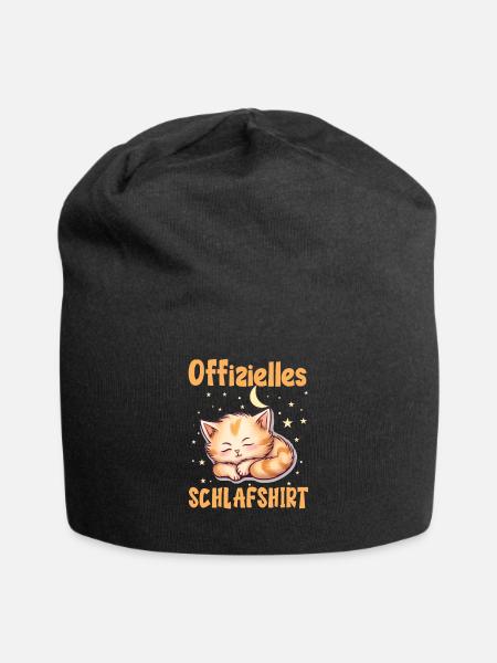 Offizielles Schlafshirt Schlafende Katze - Jersey-Beanie - Schwarz