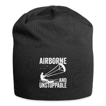 Kiteboarder Airborne Kite Surfer Kite Surfing - Jersey Beanie - black - Front