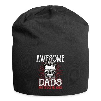 Awesome Dads have Tattoos Beards Vater Tattoo Bart - Jersey-Beanie - Schwarz - Vorne