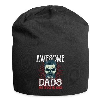 Awesome Dads have Tattoos Beards Vater Tattoo Bart - Jersey-Beanie - Schwarz - Vorne