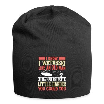 I waterski like an old man - Jersey-Beanie - Schwarz - Vorne