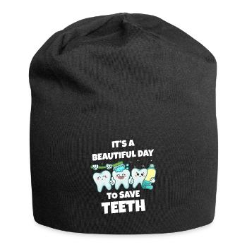 Zahn Zähne Zahnarzt Zahnmedizinische Angestellte - Jersey-Beanie - Schwarz - Vorne