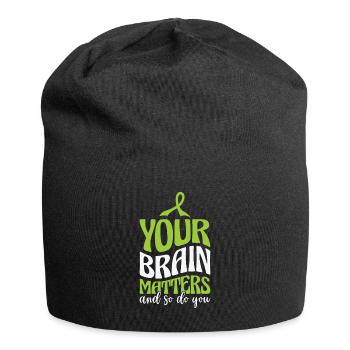 Mental Health Awareness Month Green Ribbon Support - Jersey Beanie - black - Front