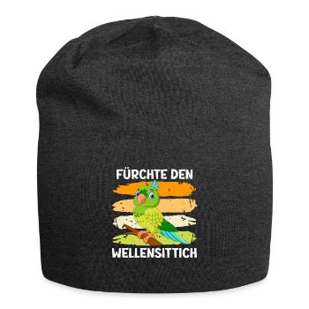 Vogelliebhaber Fürchte den Wellensittich - Jersey-Beanie - Anthrazit - Vorne