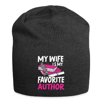 Autor Geschenk Spruch Bücherwurm Schriftsteller - Jersey-Beanie - Anthrazit - Vorne