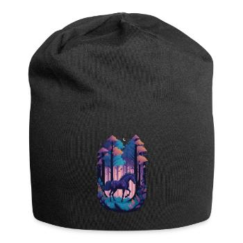 Magic horse in gloomy magical forest - Jersey Beanie - black - Front