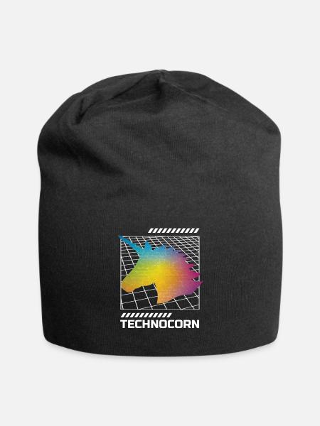 EDM Technocorn Unicorn Festival Music - Jersey Beanie - black