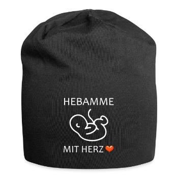 Hebamme mit Herz Baby eine Hebamme - Jersey-Beanie - Schwarz - Vorne